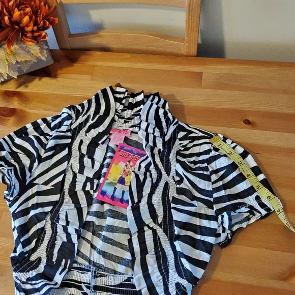 She's Cool - Women's Ruffle Short Sleeve Open Front Bolero Shrugs Zebra print - Picture 4 of 8